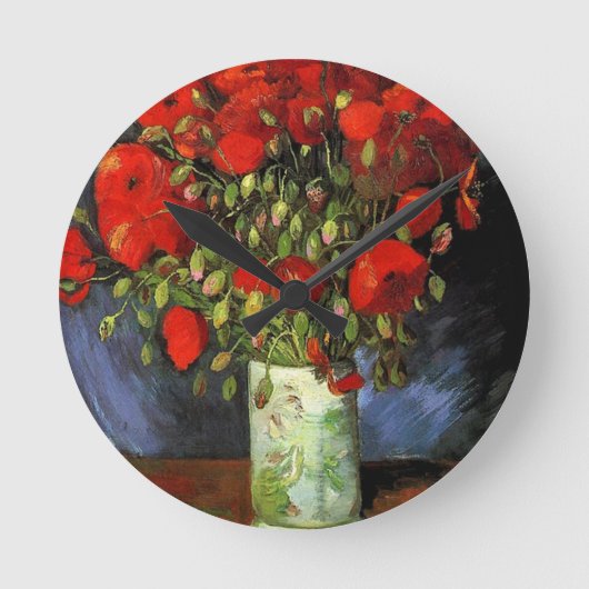 Vase met Red Poppies Vincent van Gogh Ronde Klok (Voorkant)