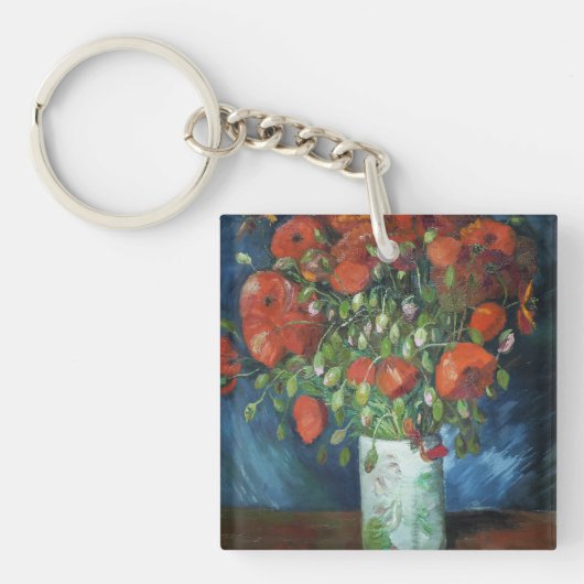 Vase met Red Poppies Vincent van Gogh Sleutelhanger (voorkant)