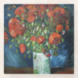 Vase met Red Poppies Vincent van Gogh Square Glazen Onderzetter