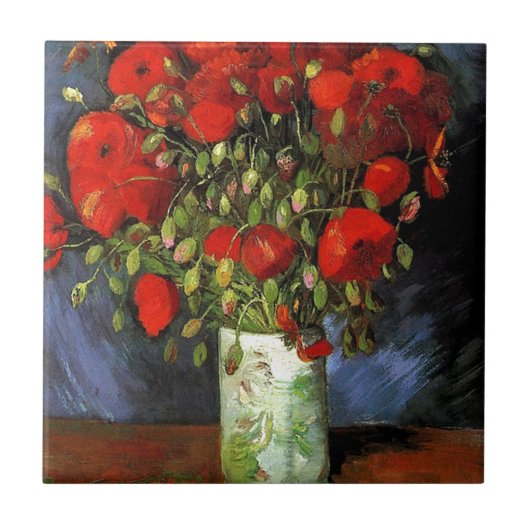 Vase met Red Poppies Vincent van Gogh Tegeltje (Voorkant)