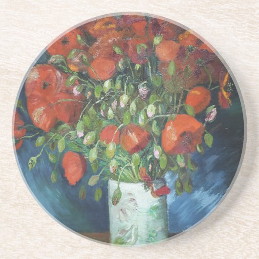 Vase met Red Poppies Vincent van Gogh Zandsteen Onderzetter (Voorkant)