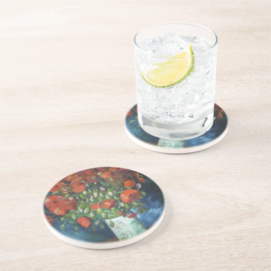 Vase met Red Poppies Vincent van Gogh Zandsteen Onderzetter (Zijkant)