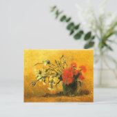 Vase met rode en witte anjers Van Gogh Fine Art Briefkaart (Staand voorkant)