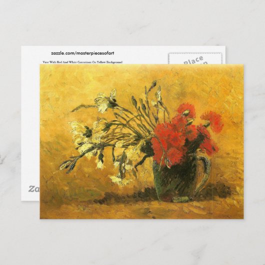 Vase met rode en witte anjers Van Gogh Fine Art Briefkaart (Voorkant / Achterkant)