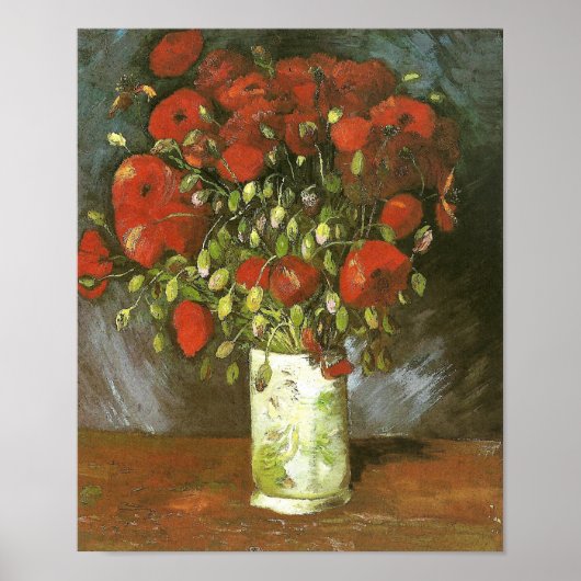 Vase met rode papavers (F279) Van Gogh Fine Art Poster (Voorkant)