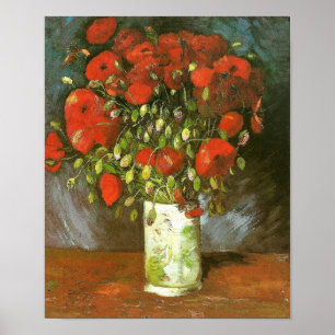 Vase met rode papavers (F279) Van Gogh Fine Art Poster