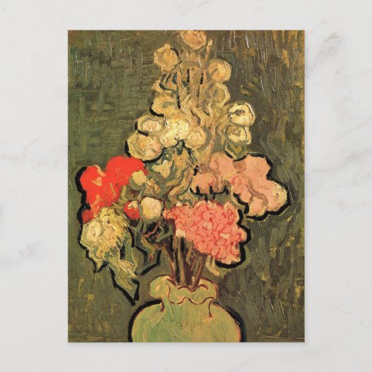 Vase met Roos Mallows door Vincent van Gogh Briefkaart (Voorkant)