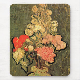 Vase met Roos Mallows door Vincent van Gogh Muismat