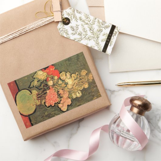 Vase met Roos Mallows door Vincent van Gogh Rechthoekige Sticker (Geschenken)