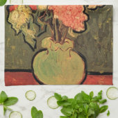 Vase met Roos Mallows door Vincent van Gogh Theedoek (Gevouwen)