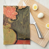 Vase met Roos Mallows door Vincent van Gogh Theedoek (Quarter Fold)