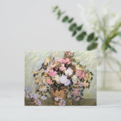 Vase met roze rozen (F681) Van Gogh Fine Art Briefkaart (Staand voorkant)