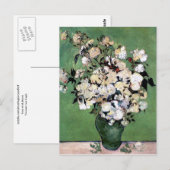 Vase met roze rozen (F682) Van Gogh Fine Art Briefkaart (Voorkant / Achterkant)