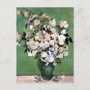 Vase met roze rozen (F682) Van Gogh Fine Art Briefkaart