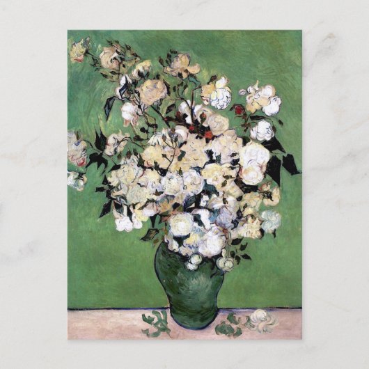 Vase met roze rozen (F682) Van Gogh Fine Art Briefkaart (Voorkant)
