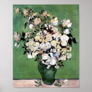 Vase met roze rozen (F682) Van Gogh Fine Art Poster