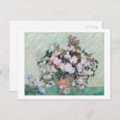 Vase met roze rozen, Van Gogh Briefkaart (Voorkant / Achterkant)