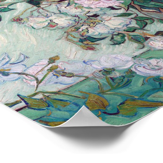 Vase met roze rozen, Van Gogh Poster (Hoek)