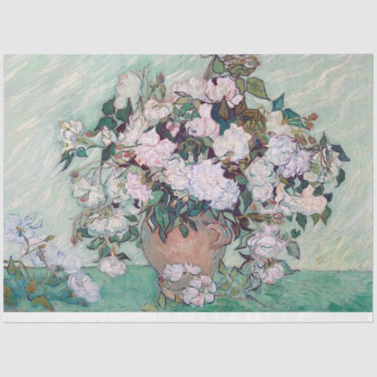 Vase met roze rozen, Van Gogh Tissuepapier (Voorkant)