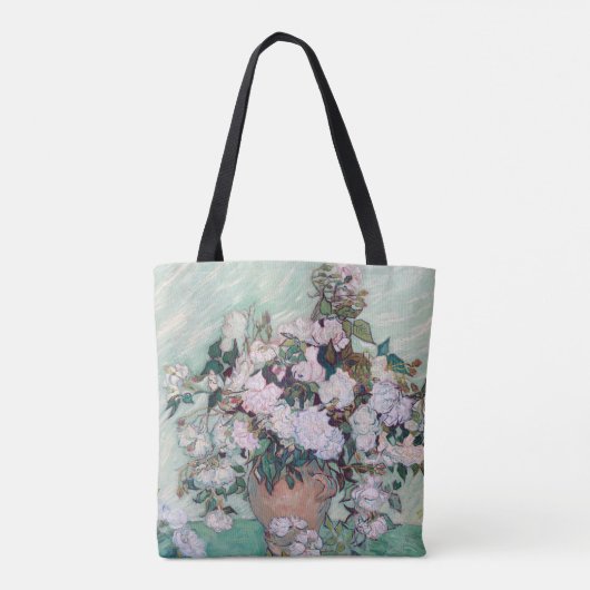 Vase met roze rozen, Van Gogh Tote Bag (Achterkant)
