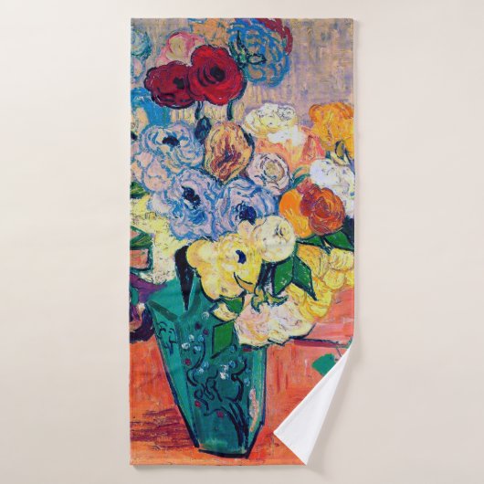 Vase met Rozen en annemonen, Van Gogh Badhanddoek (Badhanddoek)