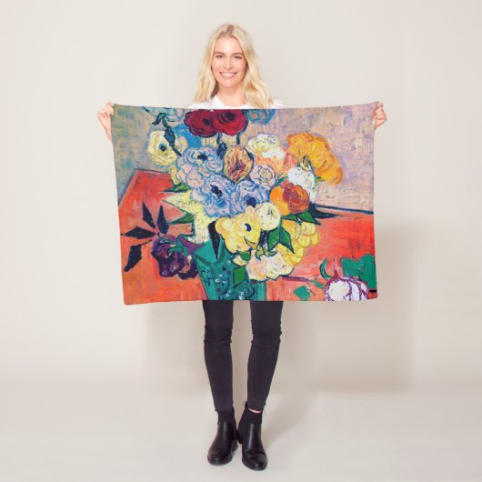 Vase met Rozen en annemonen, Van Gogh Fleece Deken (In situ)