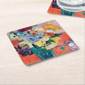Vase met Rozen en annemonen, Van Gogh Kartonnen Onderzetters (Schuin)