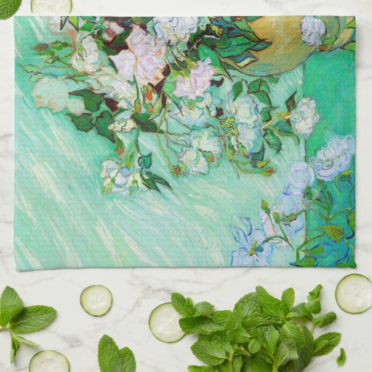 Vase met Rozen Van Gogh Fine Art Theedoek (Gevouwen)