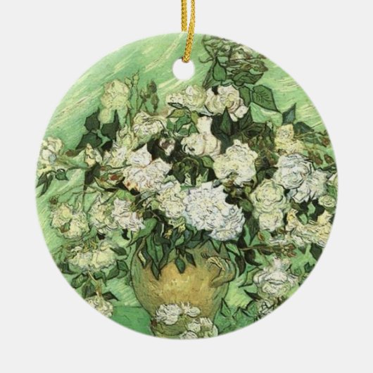 Vase met Rozen van Van Gogh Keramisch Ornament (Voorkant)