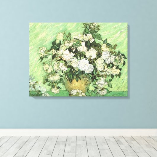 Vase met Rozen van Van Gogh Wrapped Canvas (Insitu (Houten vloer))