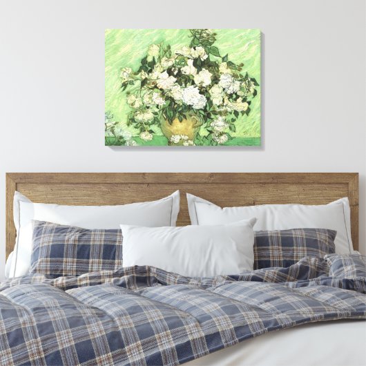 Vase met Rozen van Van Gogh Wrapped Canvas (Insitu (Slaapkamer))