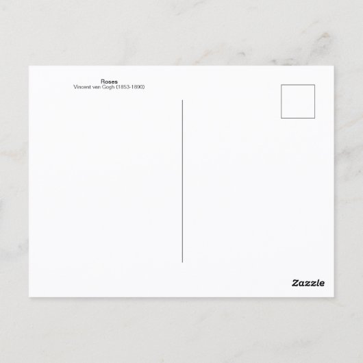 Vase met Rozen Vincent van Gogh Briefkaart (Achterkant)