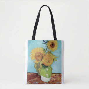 Vase met Three Sunglowers 1888 door Vincent van Go Tote Bag