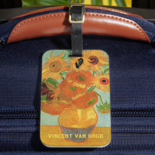 Vase met twaalf zonnebloemen door Vincent van Gogh Bagagelabel