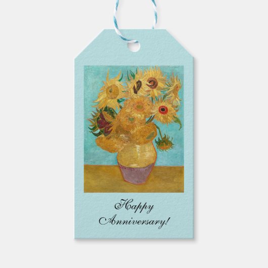 Vase met twaalf zonnebloemen door Vincent Van Gogh Cadeaulabel (Voorkant)