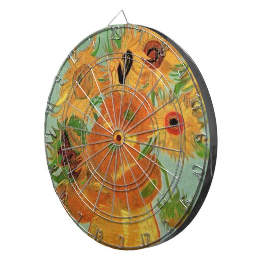 Vase met twaalf zonnebloemen door Vincent van Gogh Dartbord (Voorkant Rechts)