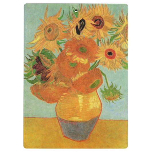Vase met twaalf zonnebloemen door Vincent van Gogh Klembord (Achterkant)