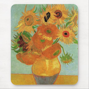 Vase met twaalf zonnebloemen door Vincent van Gogh Muismat