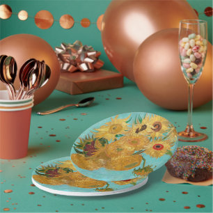 Vase met twaalf zonnebloemen door Vincent Van Gogh Papieren Bordje