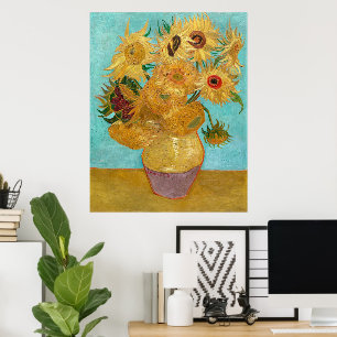 Vase met twaalf zonnebloemen door Vincent Van Gogh Poster