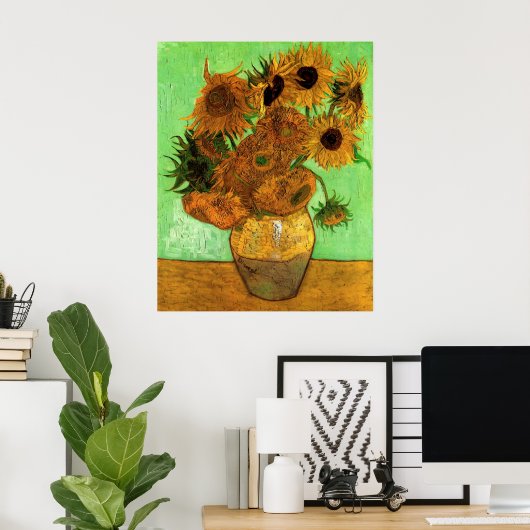 Vase met twaalf zonnebloemen door Vincent van Gogh Poster (Thuiskantoor)