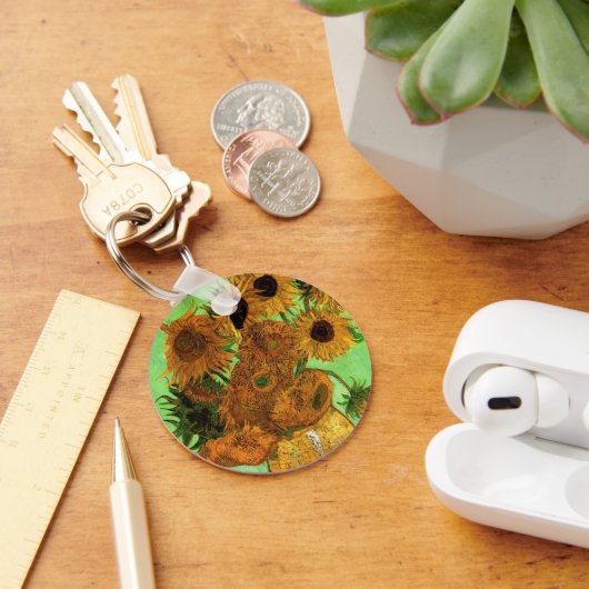 Vase met twaalf zonnebloemen door Vincent van Gogh Sleutelhanger (Bureau)