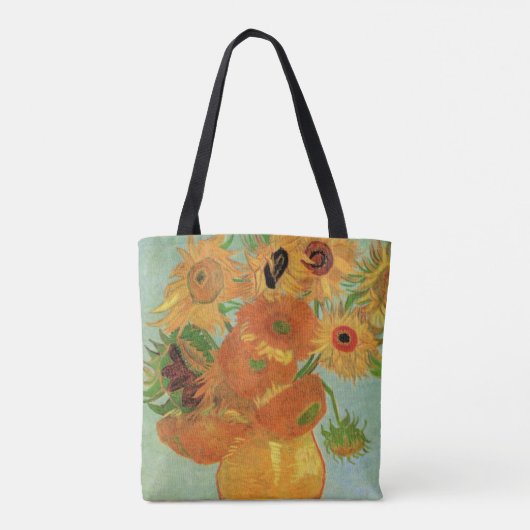 Vase met twaalf zonnebloemen door Vincent van Gogh Tote Bag (Achterkant)