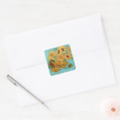 Vase met twaalf zonnebloemen door Vincent Van Gogh Vierkante Sticker (Envelop)