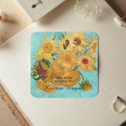Vase met twaalf zonnebloemen door Vincent Van Gogh Vierkante Sticker