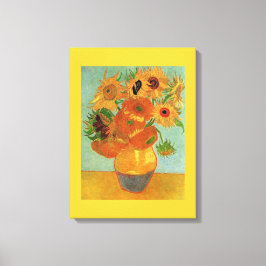 Vase met twaalf zonnebloemen Vincent van Goah. Canvas Afdruk