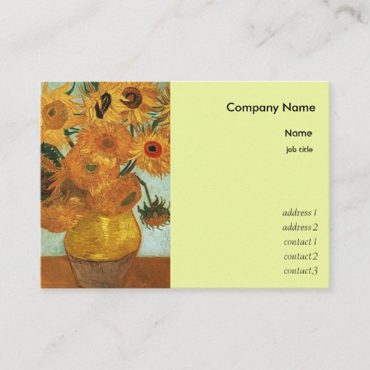 Vase met twaalf zonnebloemen Vincent van Goah Visitekaartje (Voorkant)