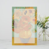 Vase met twaalf zonnebloemen, Vincent van Gogh. Briefpapier (Staand voorkant)