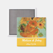 Vase met twaalf zonnebloemen, Vincent van Gogh Magneet (Voorkant / Achterkant)