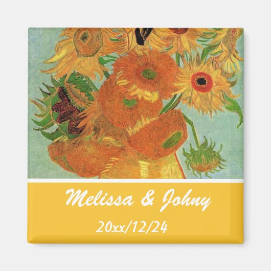 Vase met twaalf zonnebloemen, Vincent van Gogh Magneet (Voorkant)